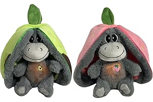 Sollee 2 Stück Atmendes Stofftier Schlummer Esel - Atmende Stofftiere, Schlummer Esel Kuscheltier Mit Atembewegung Und Musik Zum Einschlafen, Einschlafhilfe Babys, Beruhigendes Schlaf, Lindert Ängste