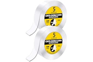 NOU PRIME Cinta Doble Cara Extrafuerte 10 Metros x 3 cm ancho Transparente y Reutilizable Cinta Nano Tape Fita Cola Dupla Face Cinta Adhesiva Doble Cara Extrafuerte Adhesivo Doble Cara Extrafuerte