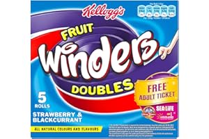KELLOGG'S Kelloggs Fruit Winders Rolls Strawberry & Blackcurrent, 5 x 17g