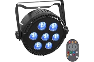 UKFOG LED Par Foco 42W RGBW Luz de escenario DMX512 con Control Remoto para KTV Boda Halloween Bar Navidad DJ Cumpleaños Disco (1 Pieza)