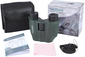 LAKWAR Kompaktowa lekka lornetka 10 x 25 mm z wyraźnym i noktowizorem, wodoodporna, duży okular, przenośna do teatru, polowania, podróży, odpowiednia dla dorosłych i dzieci