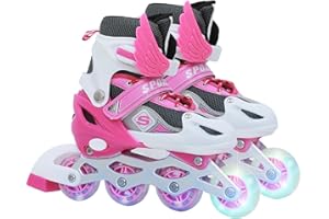 ‎YENTAKE YENTAKE Rollschuhe, Inliner Roller Skates mit 3 Größen Verstellbar, LED Rädern, Mehrere Größenoptionen, Inlineskates für Kinder Erwachsene Jungen Mädchen