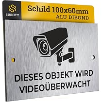 2 Alu-Schilder 'Videoüberwachung' - 17,8x25,4 Cm, Wetterfest & Abschreckend