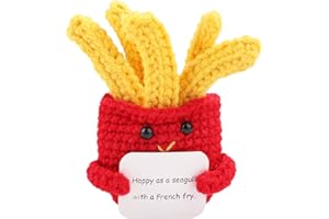 TOYMIS Patatine Fritte Positive, Patatine Fritte Positive Divertenti Patate Lavorate a Maglia Patatine Fritte in Lana con Biglietto Positivo Regalo per Bambola Lavorata a Maglia per Amici Bambini