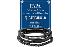 Tukeoo Idee Cadeau Fete des Peres Bracelet Homme Bracelet Magnétique Cadeau Anniversaire Homme Cadeau Papa Grand Pere Mari Copain Couple Fête des Pères Cadeau Noel