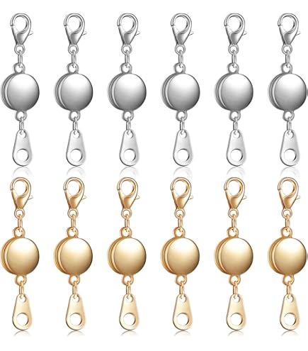 Allazone Chiusura Magnetica A Moschettone Per Gioielli Fai-da-te – 12 Pezzi In Argento, Per Bracciali E Collane, Facile Da Usare