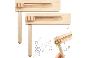 Lets Joy Drewniany grzechotka, 2 szt. Drewniane grzechotki do spinningu, ręczny instrument muzyczny dla dzieci, podwójna drewniana grzechotka, zabawki edukacyjne dla dzieci do gier i imprez (A)