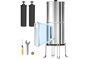 Purewell - Système d'ultrafiltration par Gravité, Certifié EU 98/37/EC, Système de Comptoir en acier Inoxydable 304 avec 2 Fi