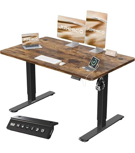 VASAGLE Bureau Électrique Réglable en Hauteur, Bureau Assis-Debout, Surface 60 x 140 cm, Réglable en Continu, Fonction Mémoire de 4 Hauteurs, Grège et Noir LSD114H01 | Votre wishlist sur