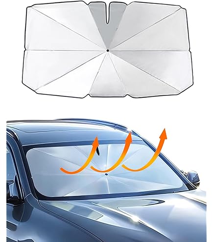 Car Windshield Sunshade Umbrella - Titanium Silver Reflective Coating - View #8