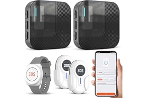 DAYTECH Notrufknopf für Senioren auf Handy, WiFi Tuya Smart Senioren Notfallknopf Alert System, Hausnotruf für ältere Patienten Behinderte,Kinder SOS Notruf(2 Schwarze Empfänger+1 Armband+2 Tasten)