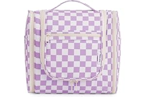 Narwey Duża podróżna kosmetyczka do zawieszenia, Fioletowa szachownica (rozmiar L), L