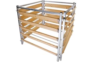 bellissa – Komposter für Garten 100x100x100cm (L) – Gartenkomposter in Holz-Metall Optik feuerverzinkt – Optimale Belüftung für schnelle Kompostierung – Nachhaltige Gartenlösung für Bio-Komposthaufen