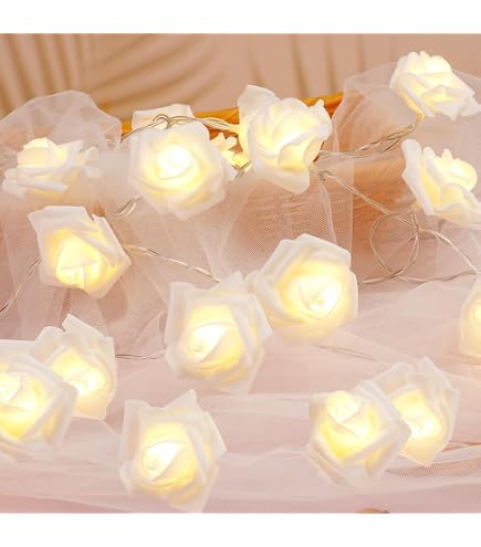 Catena Luminosa A LED Ideen Mit Herz Con Timer - 10 Luci Bianco Caldo, 120 Cm, A Batteria, Funzione 6/18 Ore