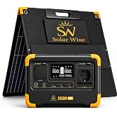 Solar Wise E500 MaxPack | 600W 576Wh Taşınabilir G&uuml;&ccedil; İstasyonu + 100W Katlanabilir G&uuml;neş Paneli | LiFePO4 | UPS | WiFi | Blue
