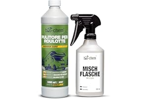 BIO-CHEM CLEANTEC Bio-Chem - Prodotto per la Pulizia di roulotte e Camper 1L + flacone di miscelazione 0,5L - Detergente per Camper, roulotte, Tende da Sole - Manutenzione dei Veicoli da Campeggio