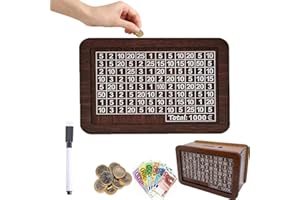 Amebleak Hucha de Madera, Hucha con Contador, Hucha para Niños con Objetivo de Ahorro y Números de Tictac para Ayudar a Los Niños a Desarrollar el Hábito de Ahorro (1000€)