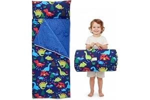 STRIXORN Sac de couchage pour enfants de 3 à 8 ans (120 x 60 cm), en coton avec doublure polaire, léger et chaud avec oreiller amovible, pour crèche, voyage et camping
