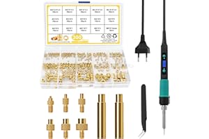 ANESTY 310tlg Gewindeeinsatz Lötspitzen Set, 100W LCD Einstellbarer Temperatur Lötkolben mit 6 stk Lötspitzen, 300 Gewindeeinsätzen M2 M2.5 M3 M4 M5 M6 M8 3D Druck Einschmelzmuttern usw