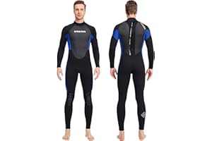Joysummer Hombre Mujer Traje de Baño Neopreno 3mm - Trajes de Buceo Completos, Una Pieza Manga Larga Cremallera Trasera Esnórquel Surf Invierno Piel de Buceo