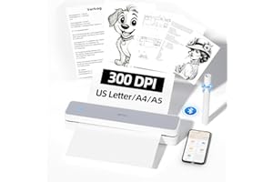 iDPRT Portable Thermal Printer,Wireless Printer for Travel Support A4&A5 Thermal Paper, Bluetooth Inkless Printers Compatible with Android and iOS Phone&Laptop,White