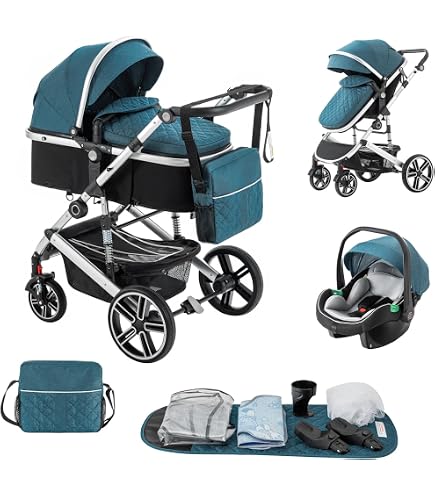Poussette 3-en-1 Magic ZC - Siège Réversible, Nacelle, Cadre Alu Pliable - Cuir PU, Roues EVA, Frein Au Pied - Modèle B518 Noir - 3