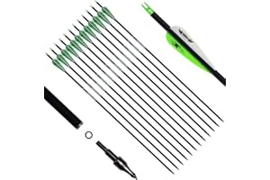 biubiusot 12Pcs 30 inch Archery Carbon Arrows Spine 500 Hunting Replaceable Broadhead for Recurve Bow Compound Bow Outdoor Target Practice Sports Game