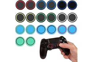 EAVUYIS 20 Stück Thumb Grips Silikonkappen für PS5, PS4, Xbox 360, PS3-Controller, Thumbstick,Schutzabdeckung und Gummi-Joystick-Analog-Kappen