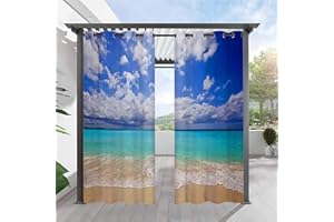 Heavyoff Rideau Exterieur Terrasse, Imperméable Isolant Thermique Rideau Occultant pour Pergola, Cabanon Jardin Exterieur, Gazebo, 2 pièces, Style 11, 132x213cm