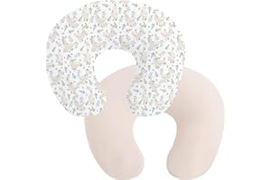 Winmany Confezione da 2 federe rimovibili per cuscino per allattamento al seno, per ragazzi e ragazze, comode, traspiranti e lavabili, 57,1 x 45,7 cm (foglie d'oca + beige)