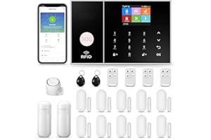 Clouree 4G-Smart-Home-Sicherheitsalarm-Kit, drahtloses WiFi-Heimalarmsystem mit Sirene, PIR-Bewegungssensor, Fernbedienungen,