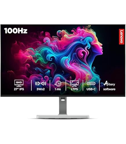 Lenovo 27インチモニター QHD USB-C 給電 Q27h-10 Amazon.co.jp