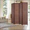 YATAI 4-Panel Room Dividers, Versatile Wooden Room Divider Screen, Functional & Wicker Design Decorative Room Separator, Sturdy & Stylish Room Partition Wall, Portable Freestanding Divider Room Panel