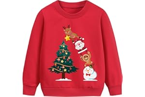 EULLA Kinder Jungen Mädchen Weihnacht Pullover Sweatshirt Weihnachtsoutfit Weihnachtspuli Christmas Xmas Rentier Weihnachtsmann Dinosaurier Weihnachtskleidung 92 98 104 110 116 122
