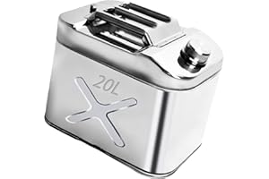 BUENATIENDA Bidon d'Essence Métallique 20l en Acier Inoxydable 304 épais de 1mm avec Bec Verseur IntéGré et Joints de Rechange