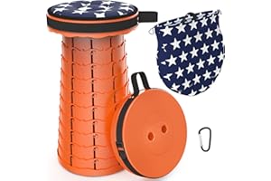 LOCYOP Sgabello Pieghevole Portatile Con Cuscino, Sgabello Da Campeggio Sgabello Telescopico Regolabile Con Borsa Da Trasporto Per Escursionismo Carico Massimo 200 Kg (arancione)