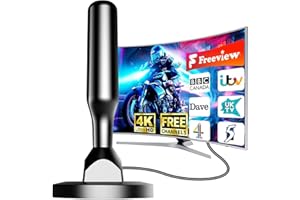 BSPHEREX 2025 TV Aerial for Freeview – Indoor HDTV Antenna with 360° Reception & Long Range, Supports 4K/1080p, VHF/UHF/DAB, Magnetic Base, Works with All UK TVs