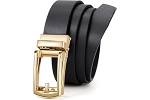 JasGood Automatik Ledergürtel Damen Ratschengürtel für Jeans Hosen Kleider Verstellbarer Ohne Löcher Damen Gürtel mit Goldfarbener Schnalle 30mm Breite