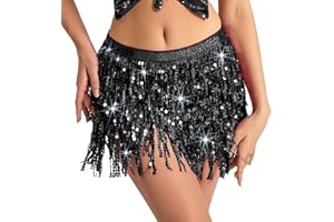 Baisdan Belly Dance Dancer Costume Sequin Tassel Fringe Hip Scarf Belt Waist Wrap Skirt
