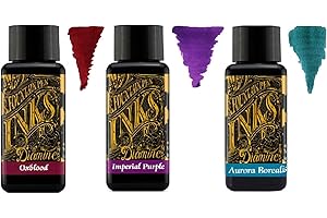 Diamine - 30ml Fountain Pen Ink - 3 Pack - Oxblood & Imperial Purple & Aurora Borealis