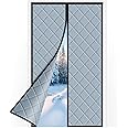 Wothfav Magnetic Thermal Insulated Door Curtain, 90 X 210cm, Weatherproof Thermal Door Cover for Winter, Windproof Soundproofing Folding Door Screen for Bedroom, Auto Close, Grey