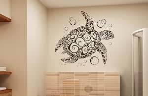 Wandtattoo Schildkröte Mit Blasen – 64x58 Cm Anthrazit – Selbstklebend Für Glatte Wände