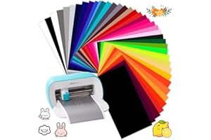 KIGNIOTE 40 Hojas Vinilo Textil Termoadhesivo para Cricut Joy, 30,5CM*14CM Smart Iron-on, Papel Transfer Fácil de Cortar para la Camiseta, Flexible Lámina Textil para Plóter, Fuerte Adherencia (37 Colores)
