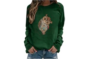 SHOBDW CAMISETAS SHOBDW Mujer Sudadera 2021 Nuevo Búho Estampada Talla Grande Pullover Cuello O Estilo Deportivo Chaqueta Sweatshirt Adolescentes Invierno Mujer Liquidación Venta