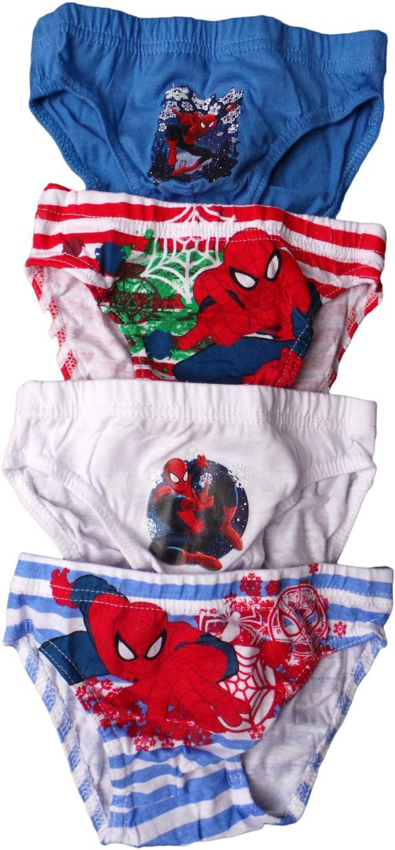 Marvel-Spider-Man-Unterhosen-4er-Set-Schneetraum-RotWeiBlau-Gestreift