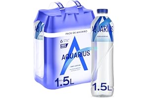 Aquarius Zero Azúcar Limón - Bebida funcional con sales minerales, sin azúcar - botella 1,5L - Pack de 6