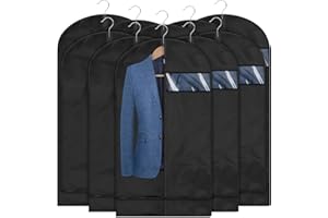 AIDBUCKS AID Lot de 10 housses pour vêtements de qualité supérieure Noir (5M 60x100cm + 5L 60x120cm) Rangement à long terme pour veste manteau costume protection contre la poussière