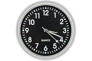 Oniissy Horloge de tableau de bord de voiture, mini horloge numérique lumineuse pour tableau de bord de voiture - Horloge à quartz analogique à coller sur la grille d'aération - Noir