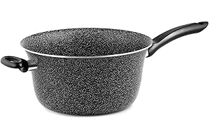Home Paiolo Antiaderente con Manico, Pietra, Nero/Argento, 22 cm