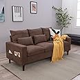 Panana 3 Seater Sofa,Upholstered Linen Fabric Couch,195 cm, Brown
